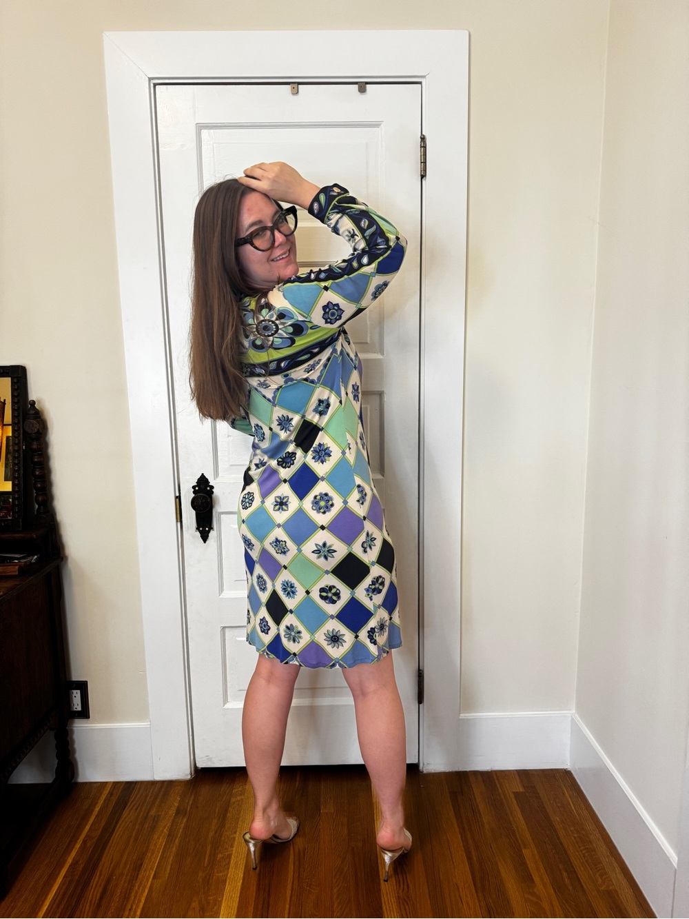 70s Vintage Emilio Pucci Geometric Print Dress Sz M - Picture 2 of 10